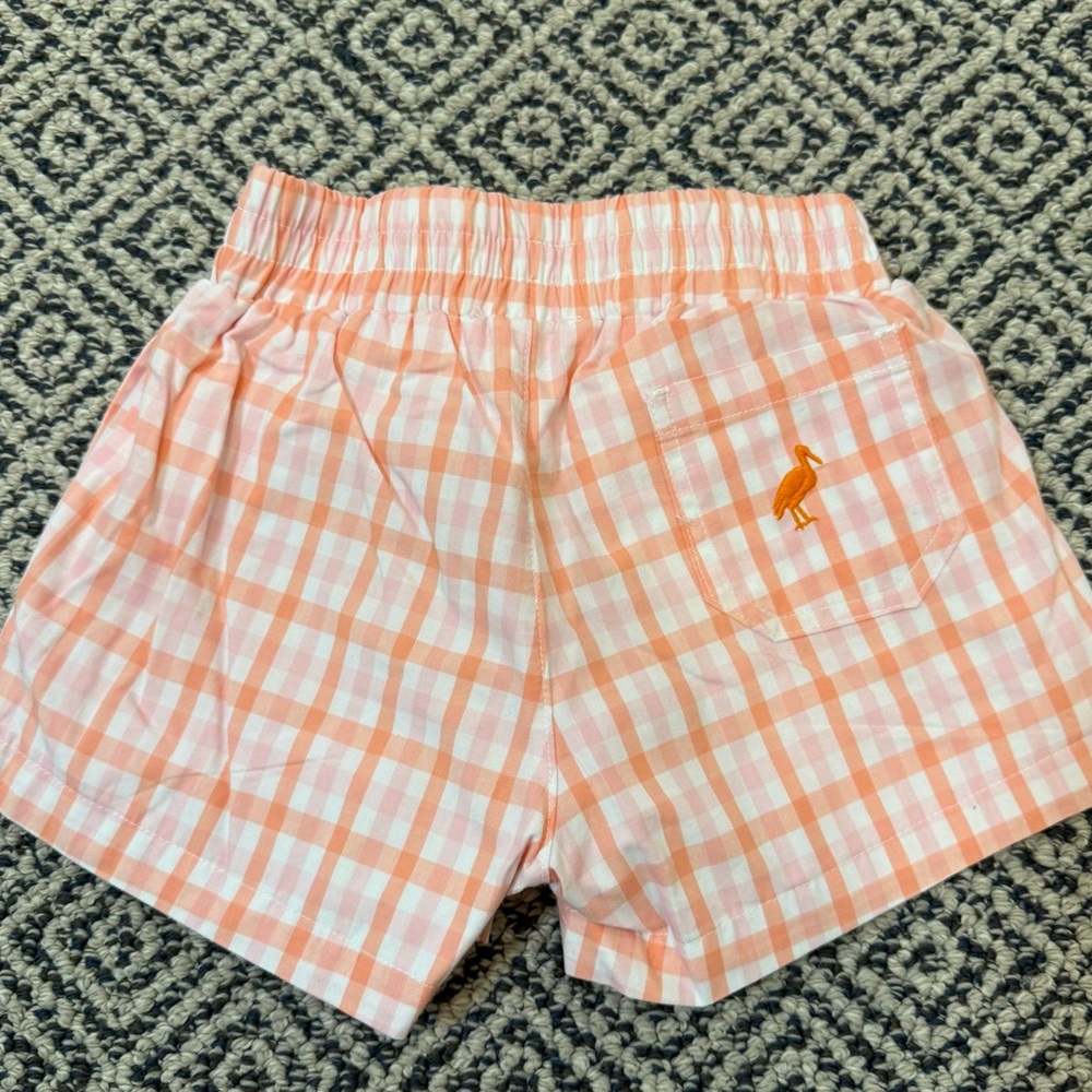 🎉 EUC! 🎉 TBBC 2T Peach and White Plaid Shorts - Picture 3 of 3